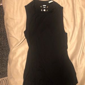 Chocolate- long, high neck top with stitch back